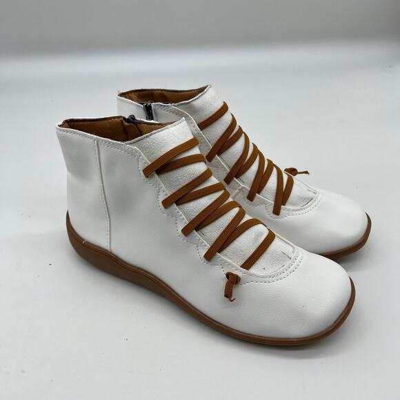 Ankle Boots White Round Toe Casual Comfortable Lightweight Size 9US /40CN - Picture 2 of 8